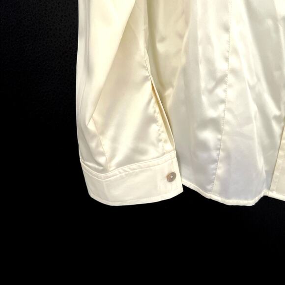 Additions by Chico’s women’s satin cream button front dress shirt - Picture 2 of 5